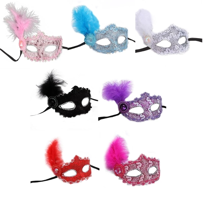 

Womens Feather Masquerade Mask Venetian Masks Halloween Mardi Gras-Costumes Wedding Party Ball-Prom Mask Eye Mask DXAA