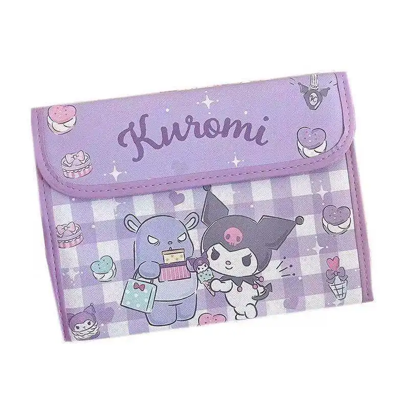 Anime Wallet Purse Sanrio Cartoon Hello Kitty Kuromi My Melody Multifunctional Id Storage Bag Fold Versatile Girl Gifts