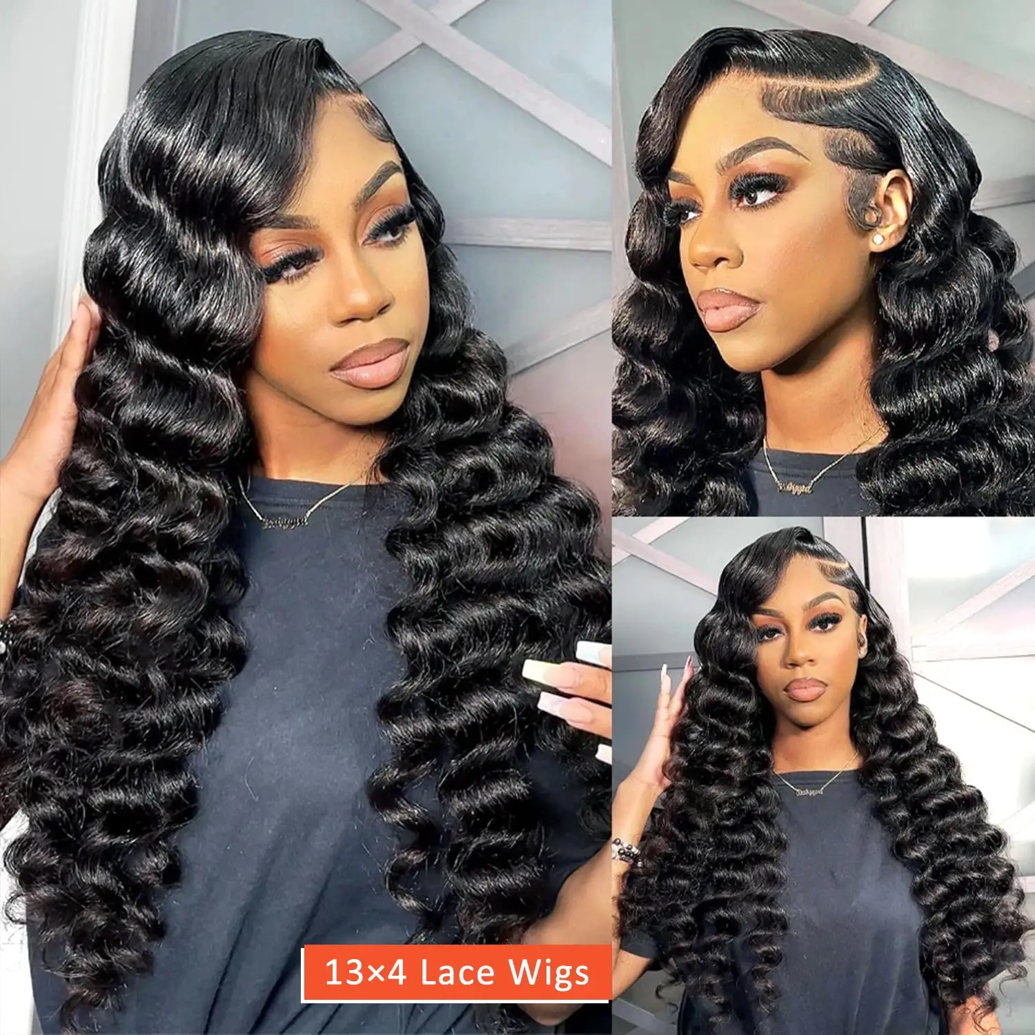 Deep Wave Lace Front Wigs Human Hair 13x4 HD Lace Frontal Wigs for Women 200% Density Glueless Wigs Pre Plucked with Baby Hair