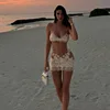 Sexy Hollow Out Mesh Halter Dress Sleeveless Backless Lace Mini Dresses Spring Summer Party Robe 2025 New Lady Beach Clothing 6