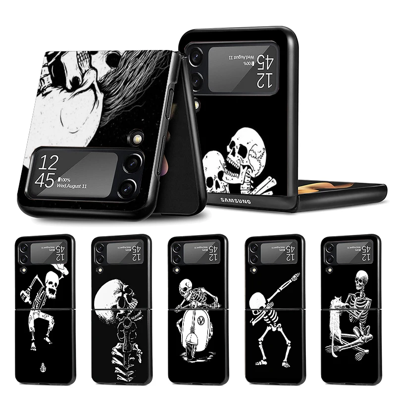 Skull Spettrale Funny Dance Skeleton Z Flip 4 Z Flip 4 Phnoe Case Per Samsung Z Flip 3 5 5G Black Hard Shell Galaxy Zflip3 Zflip4
