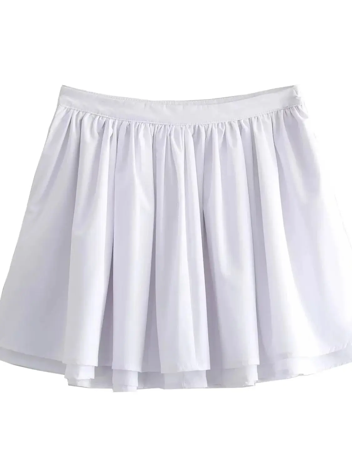 

XNWMNZ 2024 Женская мода новая белая двухслойная мини-юбка женская винтажная плиссированная юбка с высокой талией и боковой молнией женская шикарная