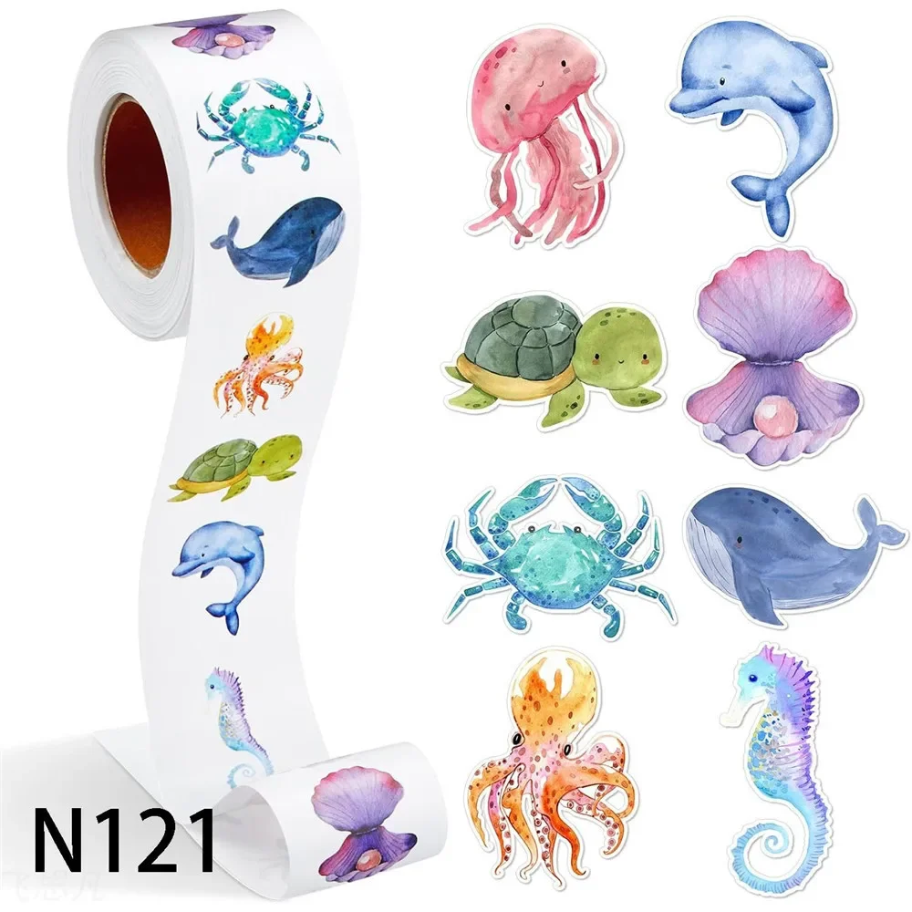 New 500Pcs/Roll Heterotypic Forest Animals Stickers Adorn Gifts Watercup Phone PC Pad 2.5cm/1.0'' Art Labels Learning Rewards