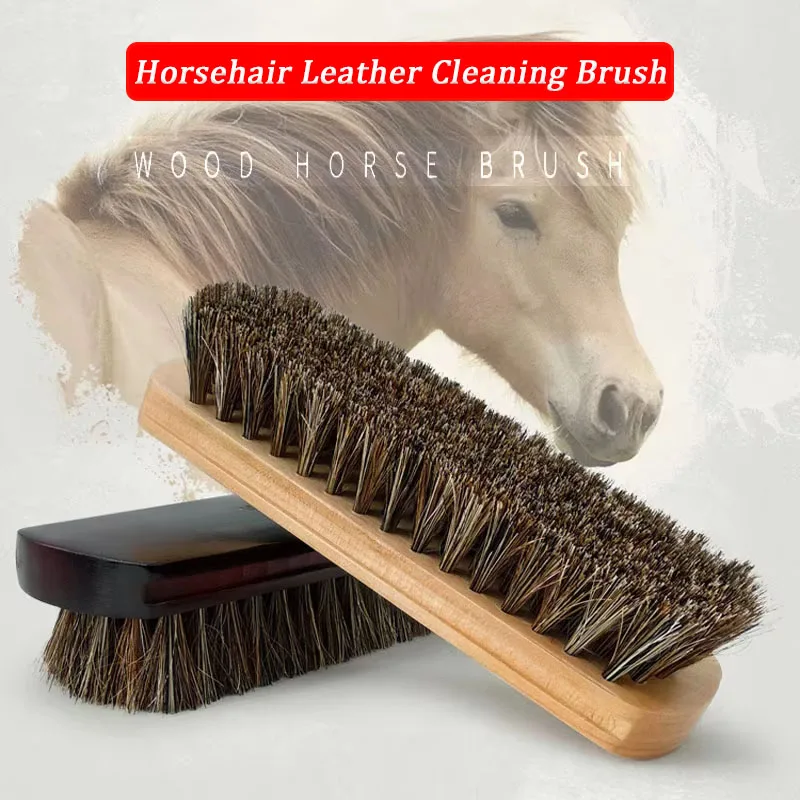 Soft Horsehair Leather Cleaning Brush Genuine Horsehair Detailing Brush Car Interior Detailing Tool For Washing And Car Cleaning