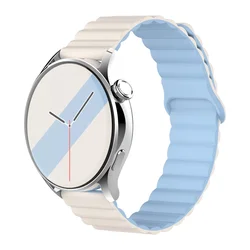 Magnetic Loop Silicone Link Bracelet, 20mm/22mm Band Strap for 20mm watch band (14. Ancient blue)