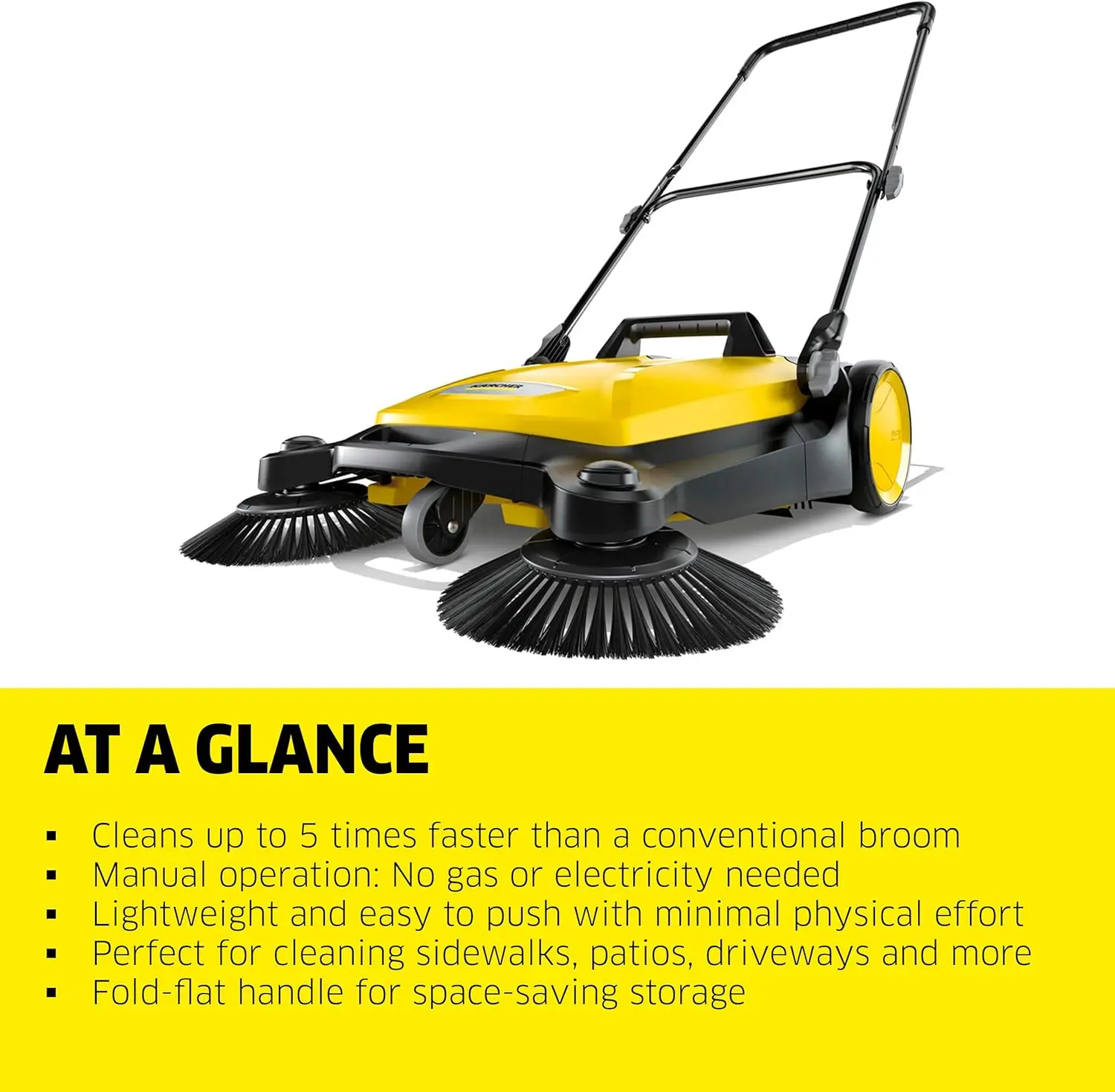 S 4 Twin Walk-Behind Outdoor Hand Push Sweeper-5.25 Gallon Capacity-26.8" Sweeping Width Sweeps up to 26,000 ft&sup2;/Hour