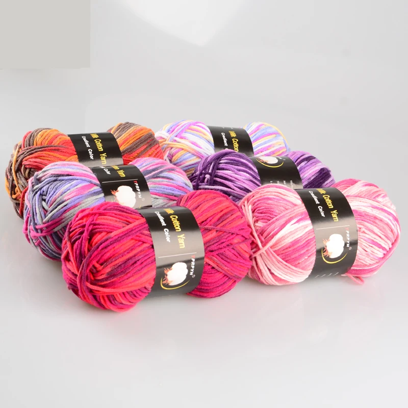100g=1Pc ColorFul Milk Cotton Yarn Worsted Blended Crochet Yarn Knitting Sweater Scarf 7plys 3