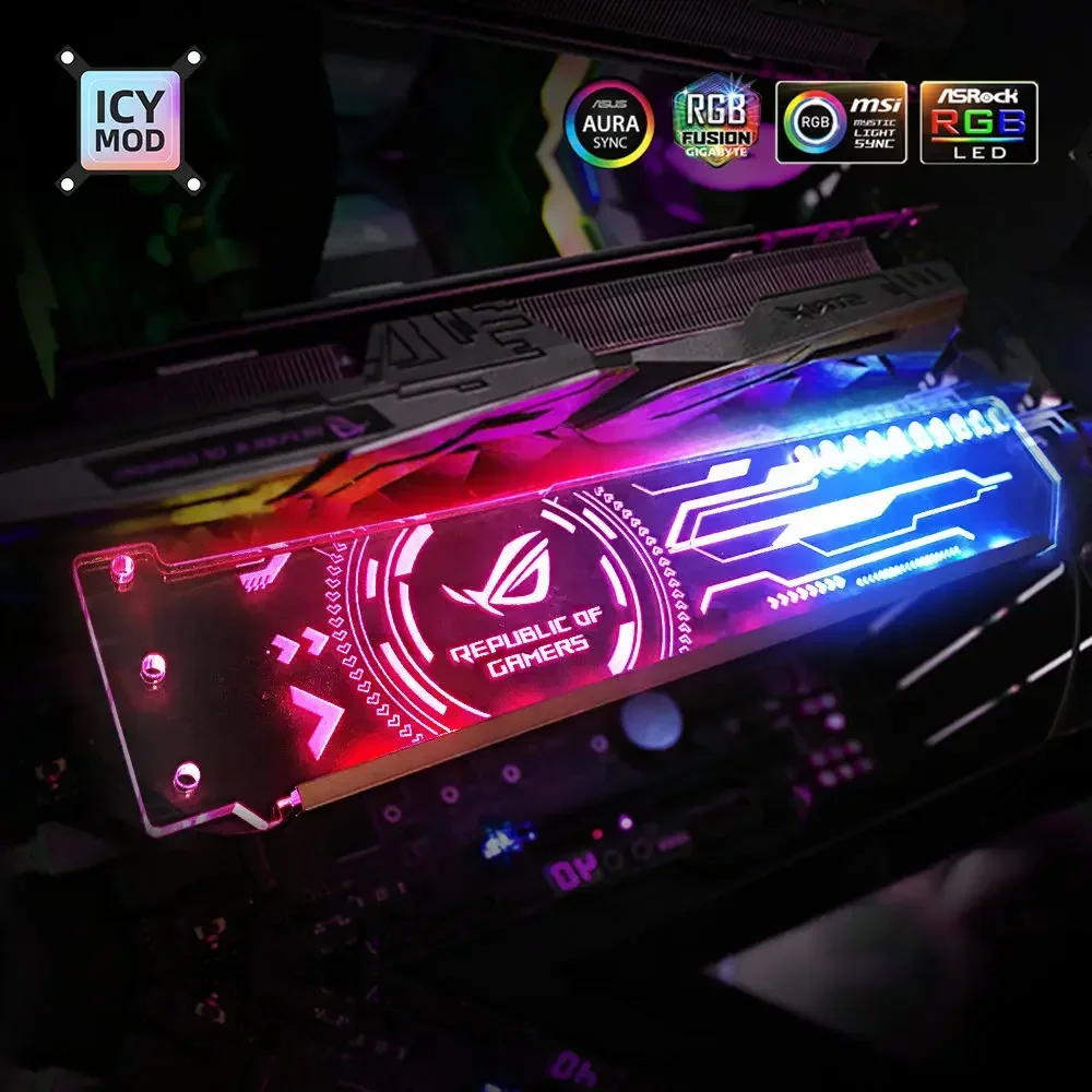 RGB GPU Holder Bracket Customize ARGB Horizontal Graphic Cards Support 5V3Pin AURA SYNC 12V Water Cooler