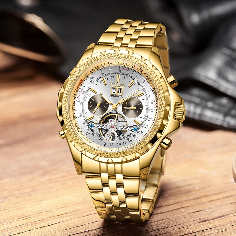 Relogio Masculino LIGE Mens Watches Top Brand Luxury Automatic Mechanical Watch Men Full Steel Business Waterproof Sport Watches