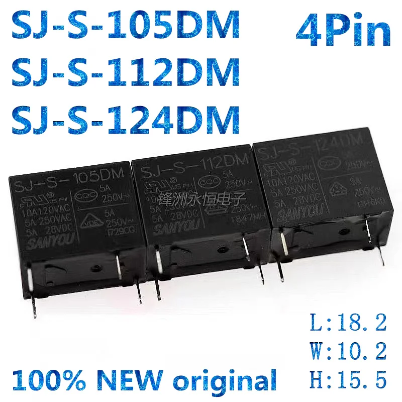 

10Pcs 100% New Original SJ-S-105DM SJ-S-112DM SJ-S-124DM 4Pin 5A Power Relay 5VDC 12VDC 24VDC SJ-S 105DM 112DM 124DM