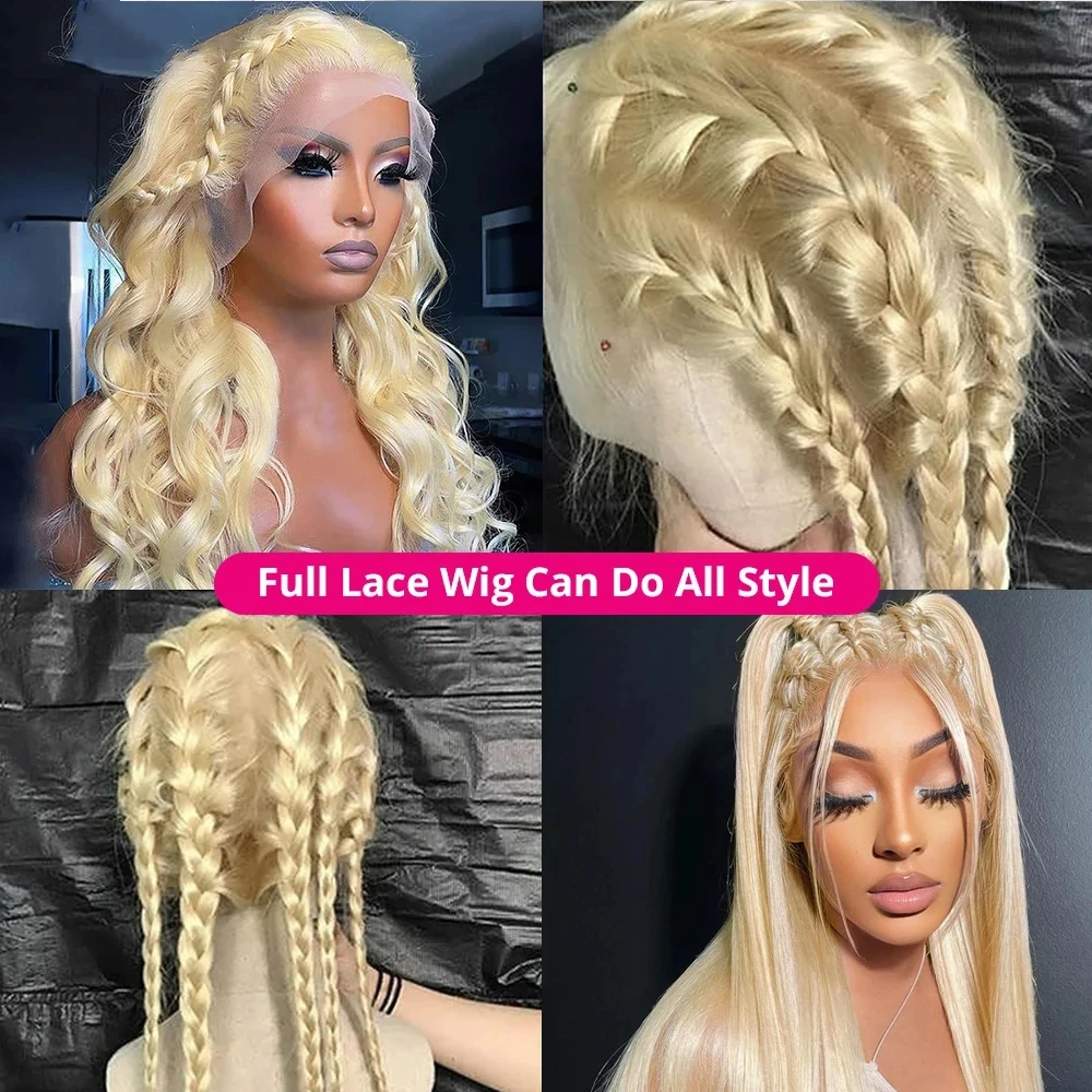 Blonde Real Full Lace Wigs 100% Human Hair 613 HD lace Frontal Wig Human Hair For Women 250 Density Straight Full Lace Wigs