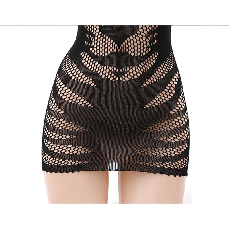 Sexy Tiger Printed Mesh Hollow Bodycon Mini Dress Women Underwear Role Play Fishing Net Dress Girls Nightclub Outfits Lingerie 4