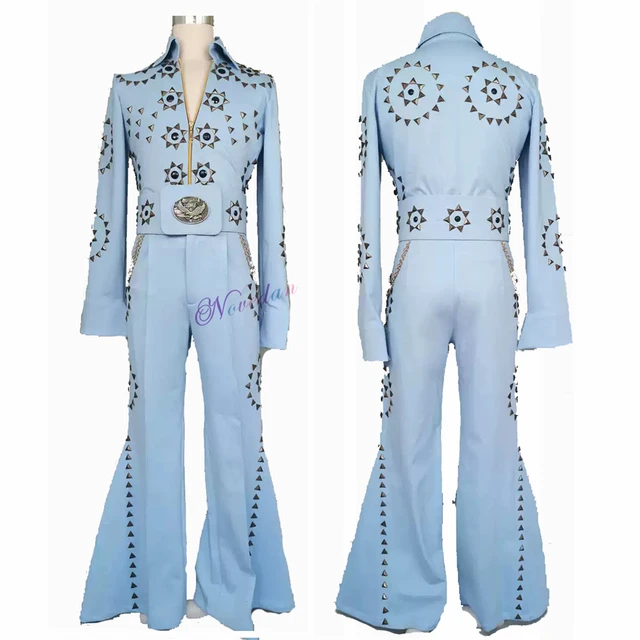 2022 King of Rock and Roll Elvis Aaron Presley Singer Suit Outfit B Edition  White Cosplay Costume