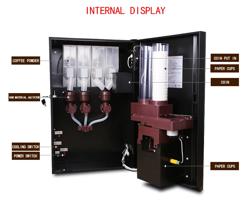 Professional Automatic Self Coin Card Payment Instant Premix Powder Milk Tea Coffee Vending Machine With CE Certificate 5
