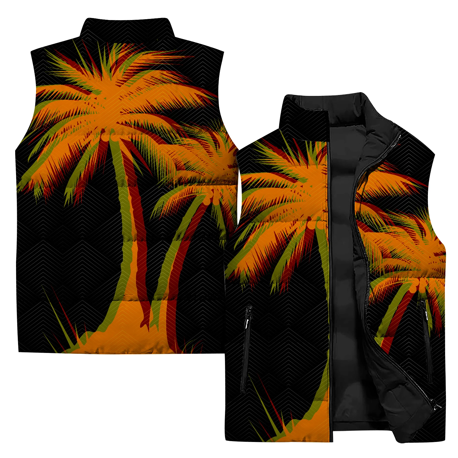 thumbnail image 1 of Chaquetas de hombre con plantas, ropa cálida de invierno para hombre, chalecos duraderos para hombre, chaleco de punto fresco, abrigo barato con rosas y flores de cocotero, 1 of 4