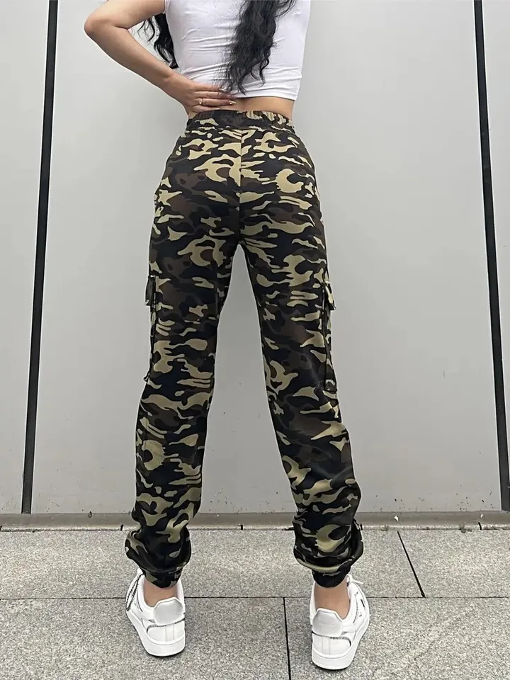 Women's Multicolor Camouflage Casual Nine Point Jeans
