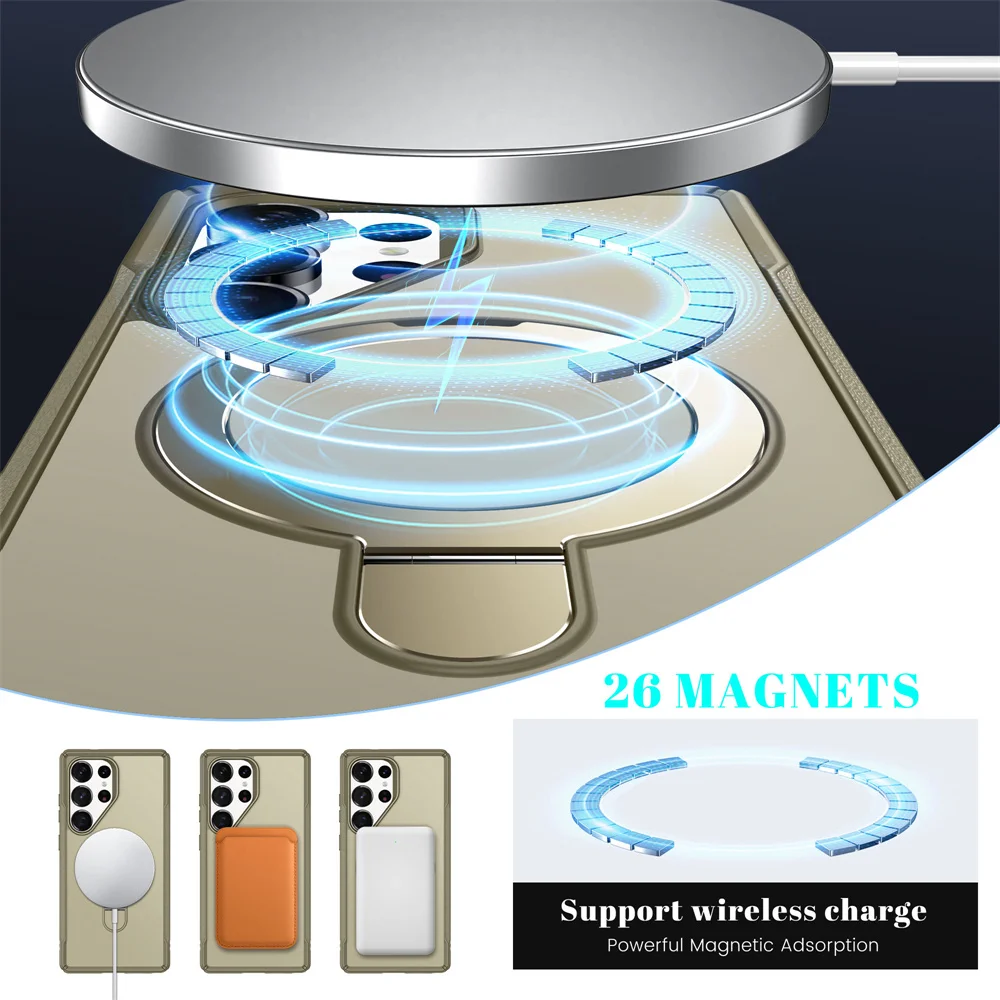 Magnetic Wireless Charger Phone Case with Kickstand - Protective Cover