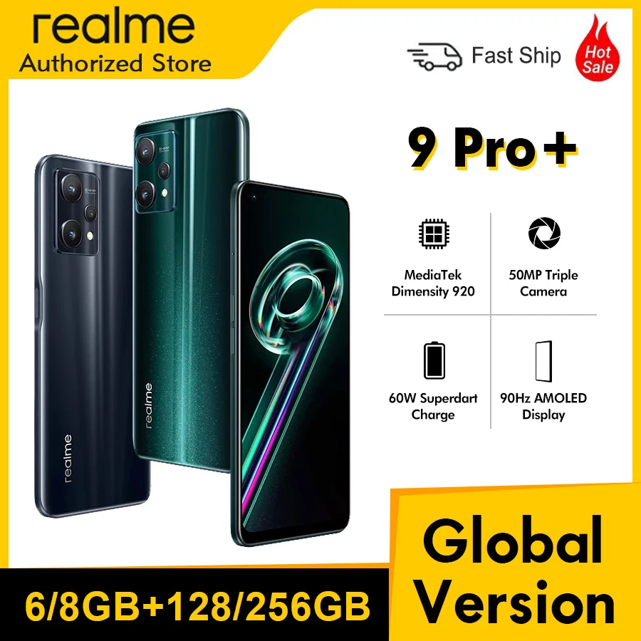 Global Version realme 9 pro plus 5G Smartphone  Dimensity 920 Sony Imx766 Ois Camera Amoled Display 60w Superdart Mobile Phone newest android phone t mobile