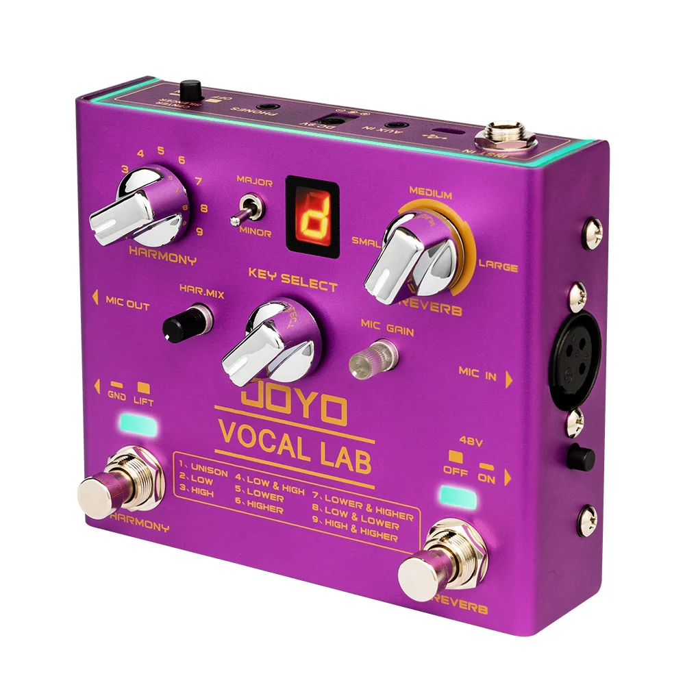 R-16 VOCAL LAB Vocal Guitar Pedal 9 Mixed Vocal Harmony Effects 3-position Vocal Reverb with 48V Phantom Power Switch