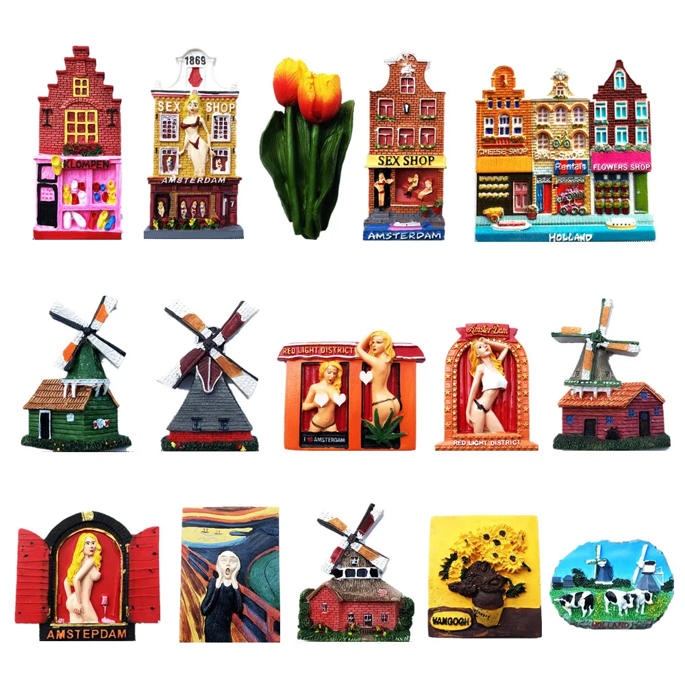 

Resin Artifact Magnets for Fridge Decor Netherlands Holland Amsterdam Tourist Souvenir Gift Magnetic Refrigerator Stickers