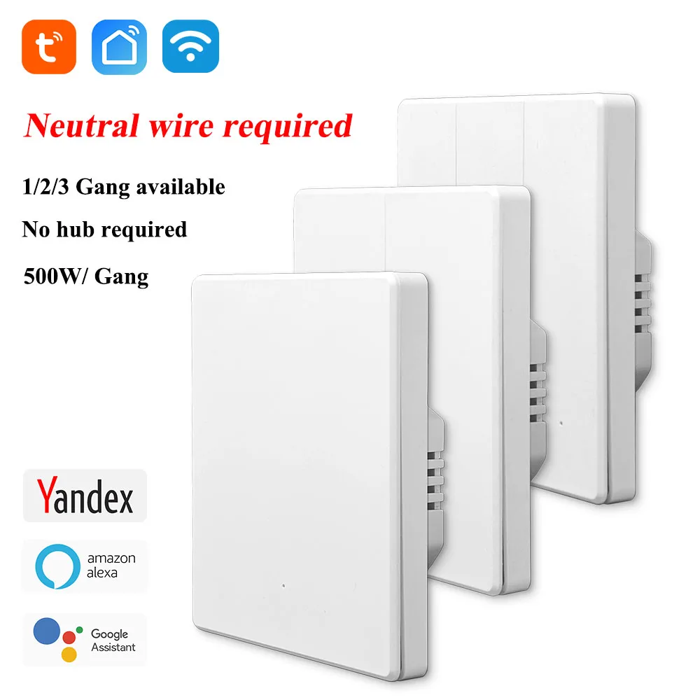 Tuya WiFi Smart Switch Ultra-Thin Wall Light Switches Soft Click Button Works Amazon Alexa Google Home Yandex Alice Smart Life