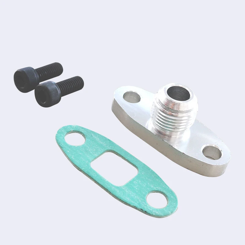 Aluminum Turbo Oil Drain Outlet Flange Gasket Adapter Kit Set 10AN 10 AN Fitting T3 T4