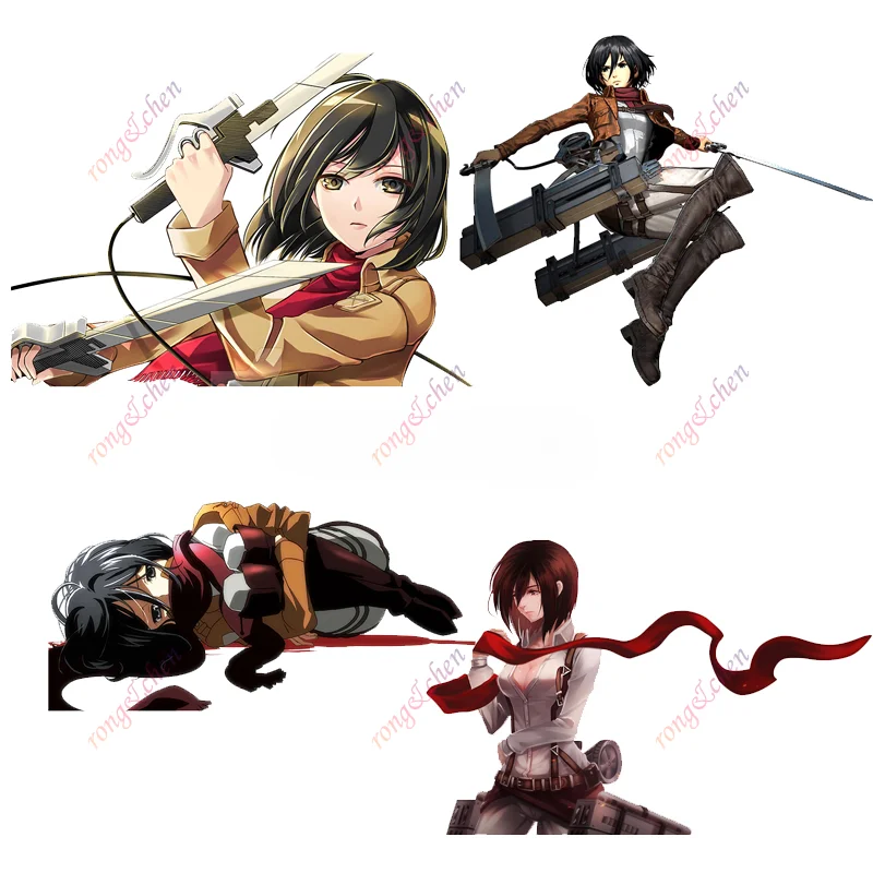 Anime Sexy Car Stickers Attack on Titan Mikasa for Car Motorcycle Racing Helmet Trunk Body Laptop Windshield PVC Vinyl Decals