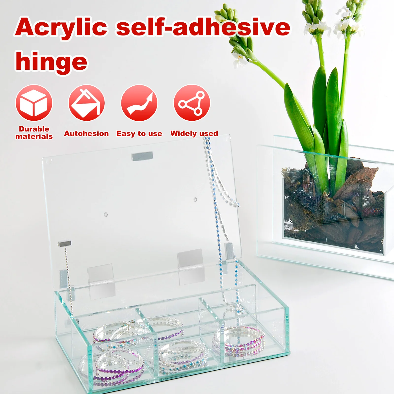 Acrylic Clear Mini Hinges Self-Adhesive Folding Hinge Tools for Cabinet Drawer Furniture DIY Display Stand 30x35mm 20PCS/Set stainless steel hinges,door hinges,plastic hinges