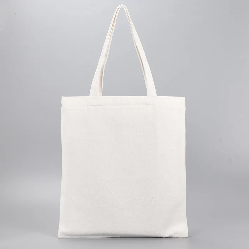 10 pcs  Reusable Shopping Bag Large Folding Tote Unisex Blank  Design Eco Foldable Cotton Canvas Handbag accept customize logo 4