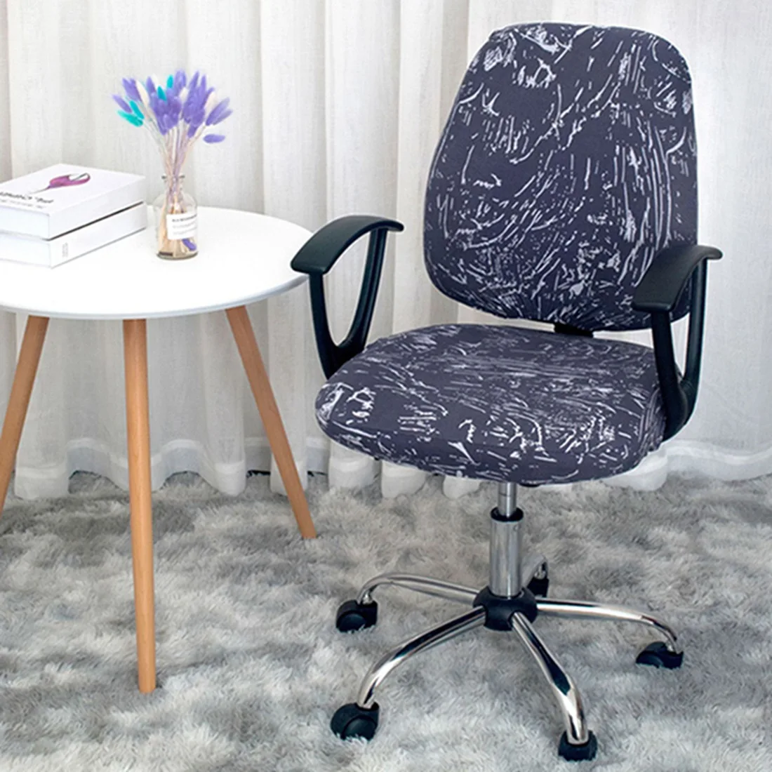 Universal Stretch Office Chair Cover with Removable Seat Protector - Stylish Home and Workspace Decor