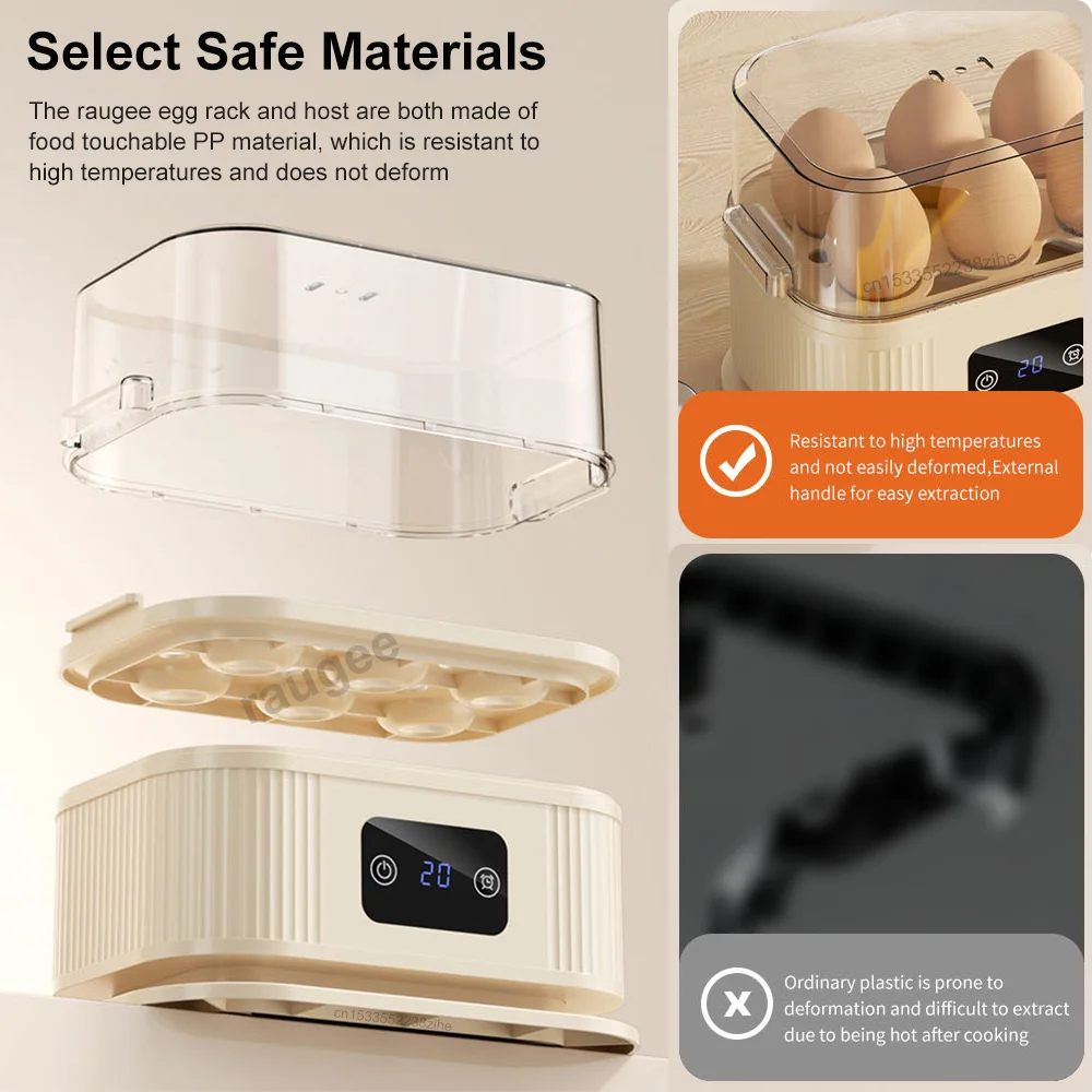 Egg Steamer Electric Egg Boiler 6 Eggs Capacity Electric Egg Steamer with Timer and Auto Shut-Off Electric Rapid Egg Cooker 2