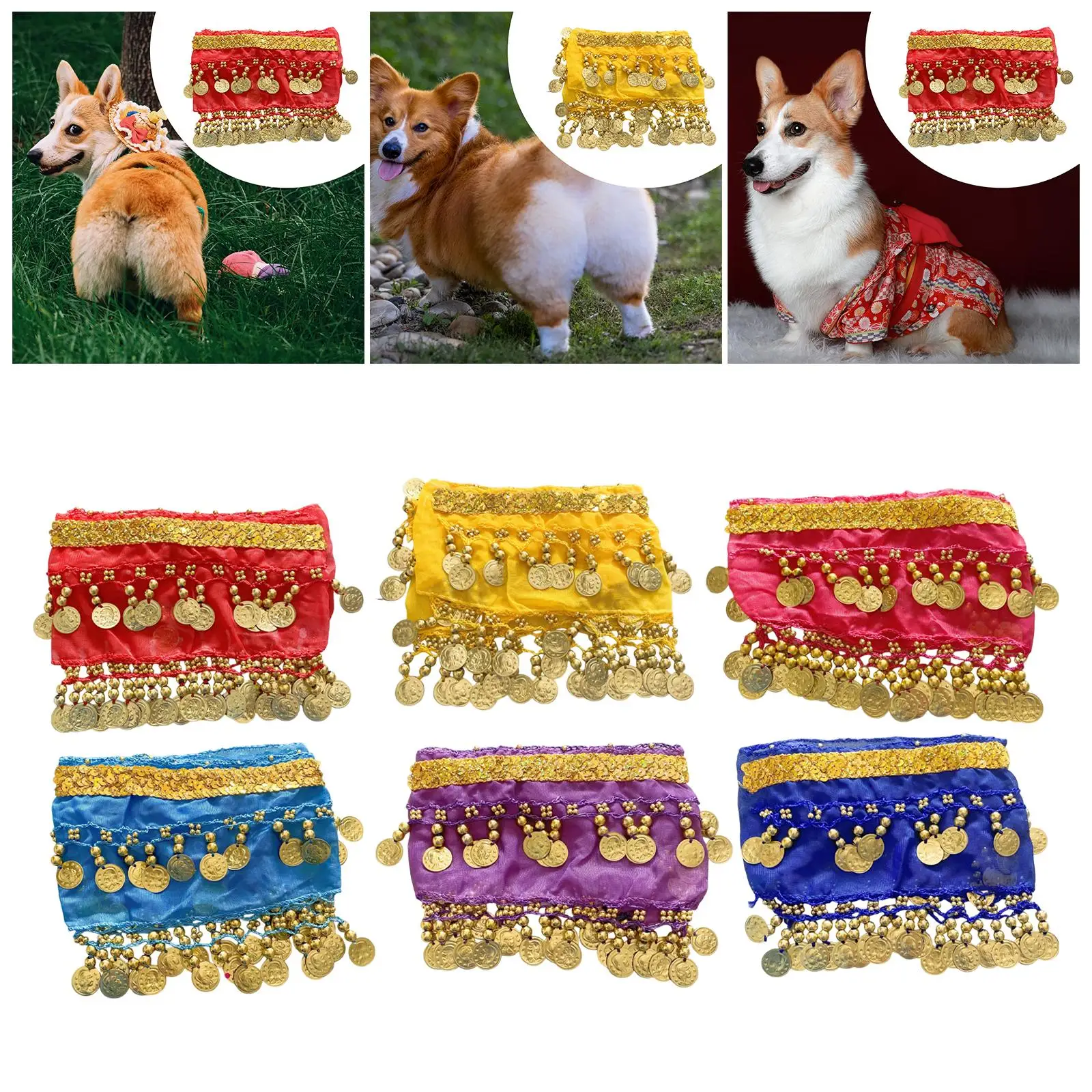 Comfortable Dog Costume Fancy Dress Sequin Hip Scarf Puppy Luxury Clothing for Female Dogs
