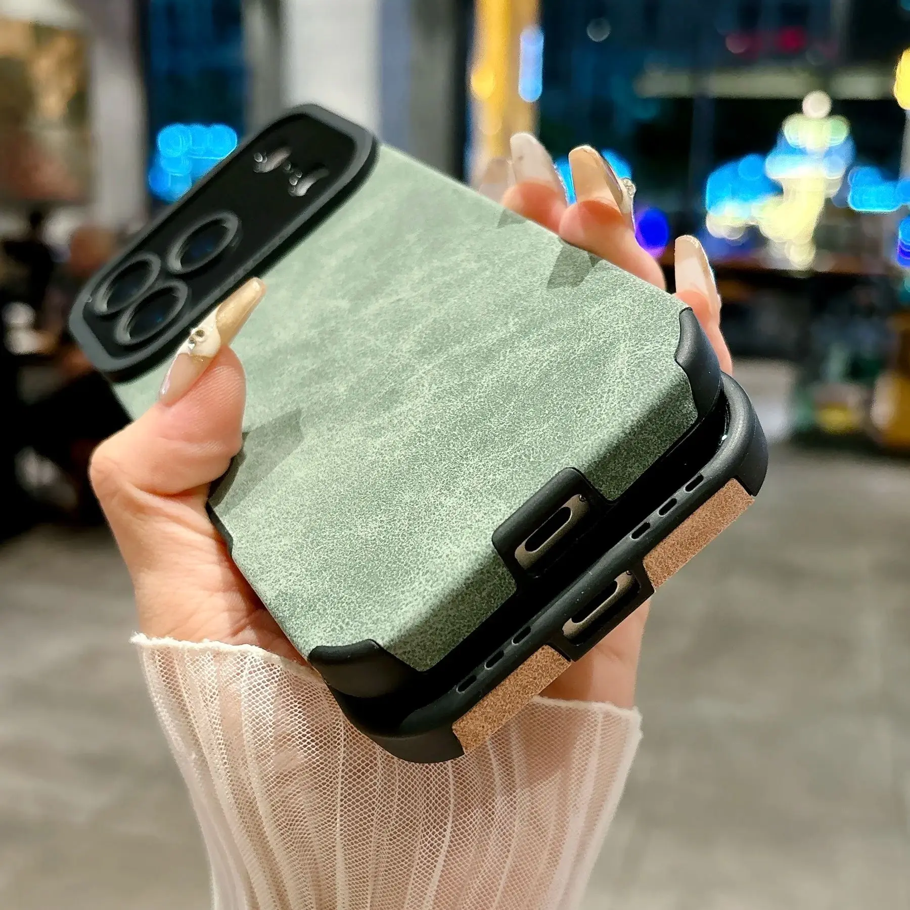 Luxurious Suede-Lined Matte Leather Shockproof Protective Case