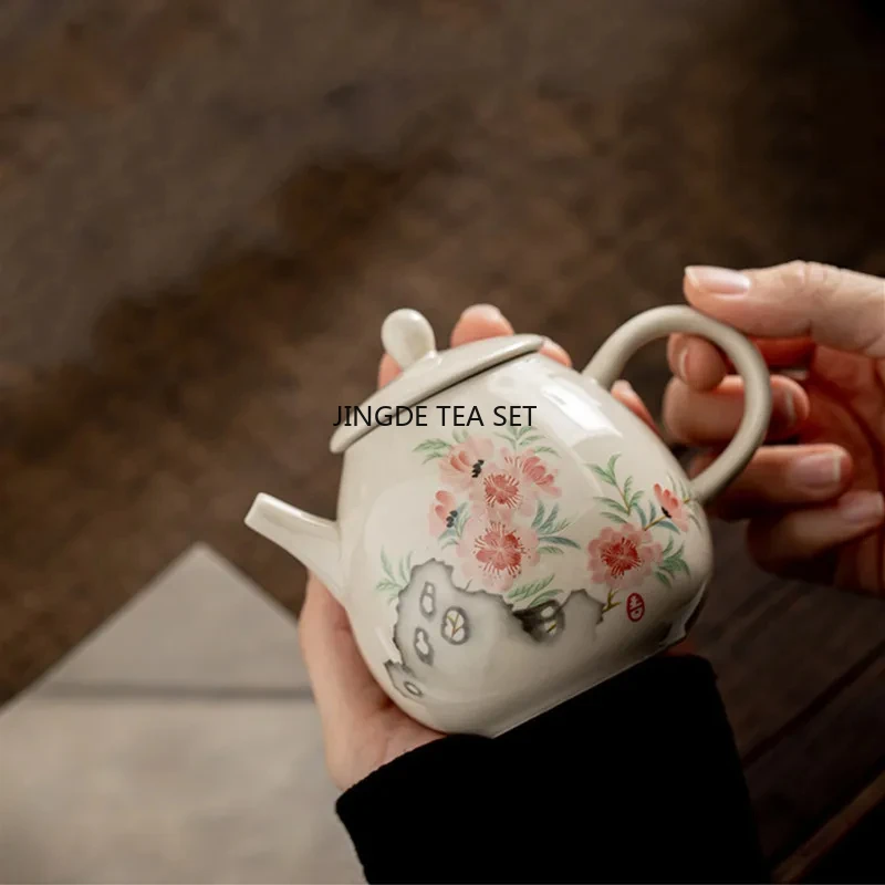 230ml Chinese traditional ceramic teapot hand-painted flower pattern home water kettle travel portable tea set
