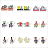Wholesale Classical Anime Characters Spongebob Prints Epoxy Stud Earrings Handcraft Acrylic Resin Earrings 1