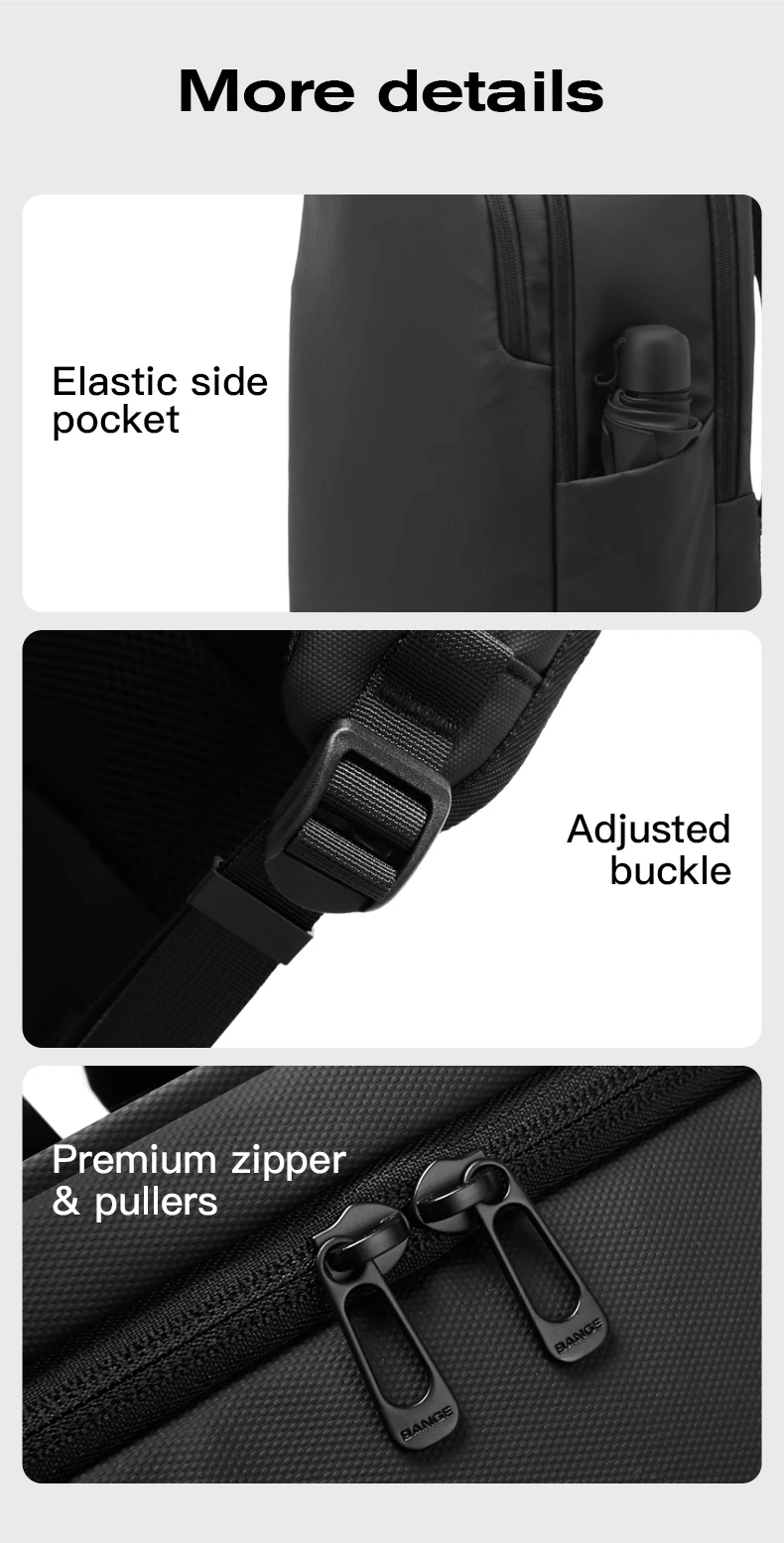 Bange BG-3068 Waterproof 15.6-Inch Multi-Pocket Business Trip Backpack description image 11