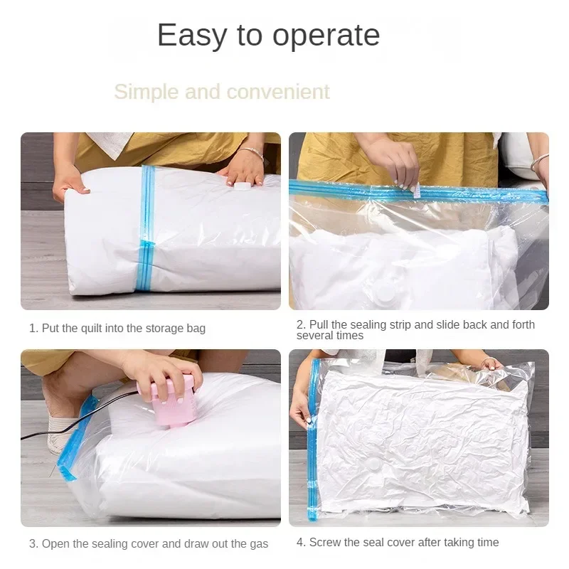Description Picture 3 of item1-20PCS Transparent Clothing Vacuum Storage Bag Folding Quilt Clothes Storage Bag Travel Space Saving Vacuum Storage Bag