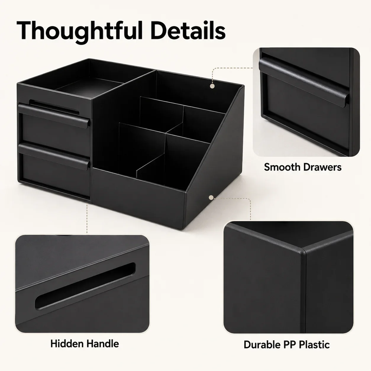 Compact Makeup and Jewelry Organizer with Drawers - Vanity Storage Solution for Cosmetics and Accessories