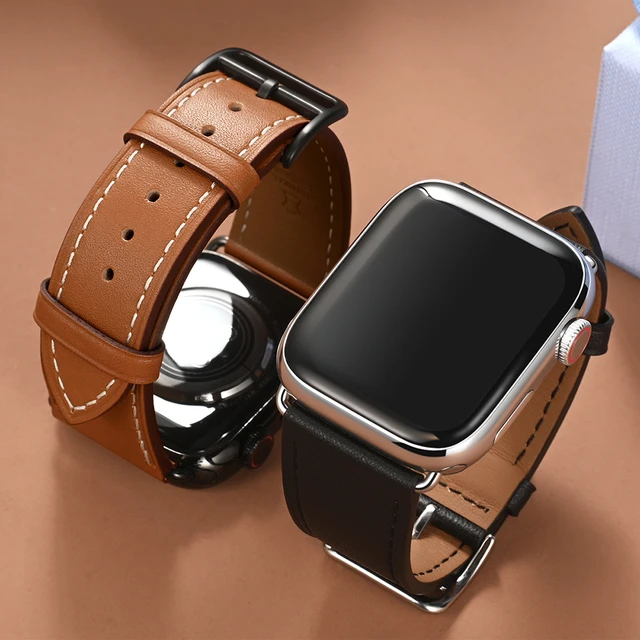 Leather Apple Watch 4 Band 44mm Women  Apple Watch Brown Leather Band -  New Sports - Aliexpress