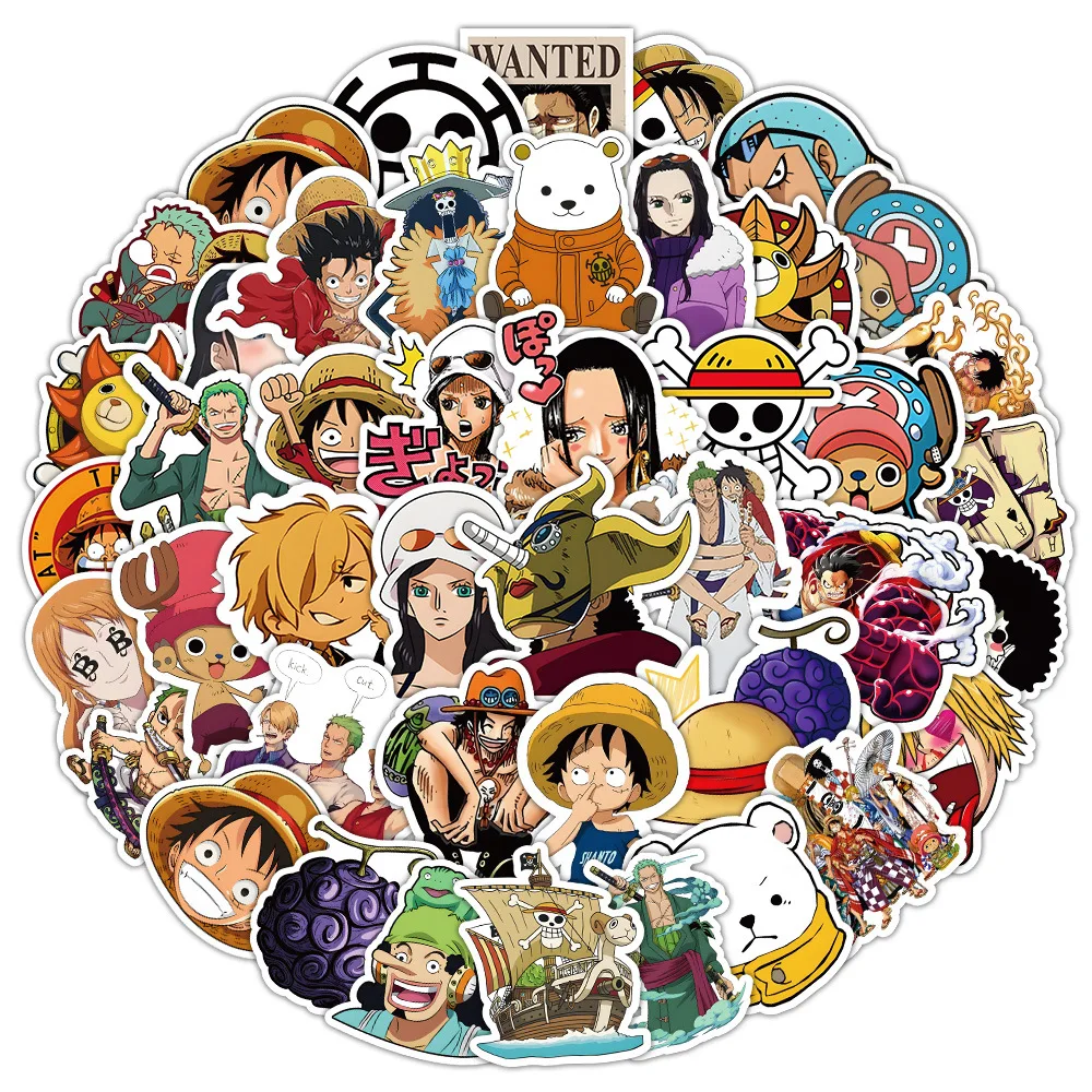 

10/30/50PCS Cool One Piece Anime Stickers Decals DIY Guitar Luggage Phone Suitcase Fun Cartoon Graffiti Sticker for Kid Gift