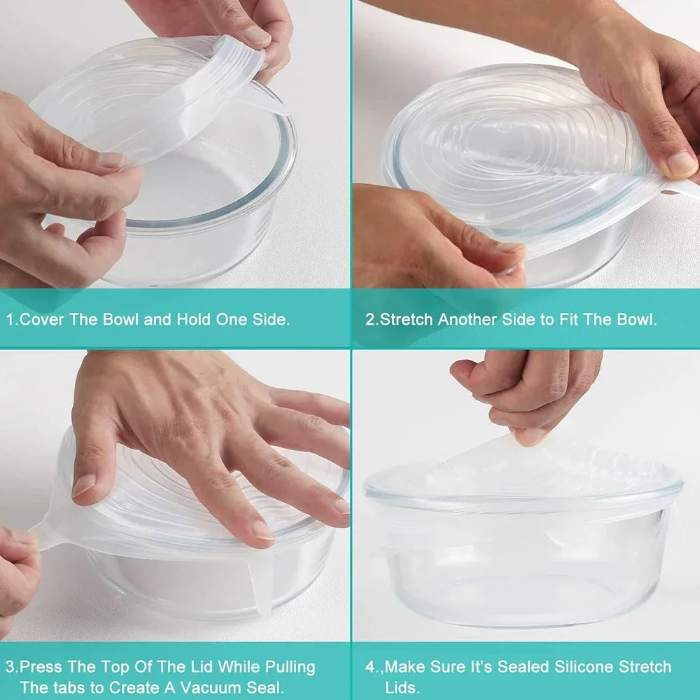 Food Preservation For Kitchen Accessory Adjustable Elastic Silicone Caps Sizes Household Kitchen Storage Organization Cover Home