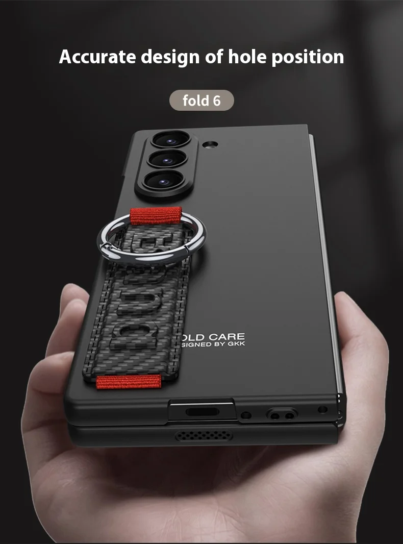 Custodia rigida in PC con retro in vetro satinato per Samsung Galaxy Z Fold 6 5 con cinturino ad anello_voghion.com