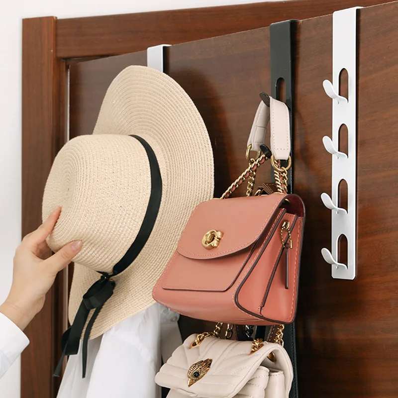 

Vertical 4 Hooks Through The Function Door Behind The Clothes Hook Free of Punching Door Back Hanger Wall Hanging Storage Hook