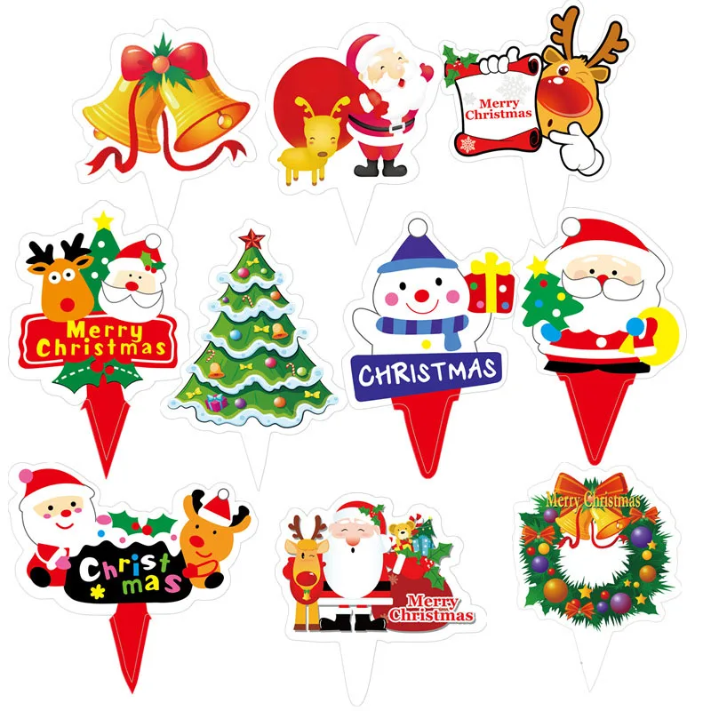 

48pcs Merry Christmas Cupcake Toppers Santa Xmas Tree Snowman Stocking Elk Cake Decor Kids Happy Christmas Party Supplies Favors