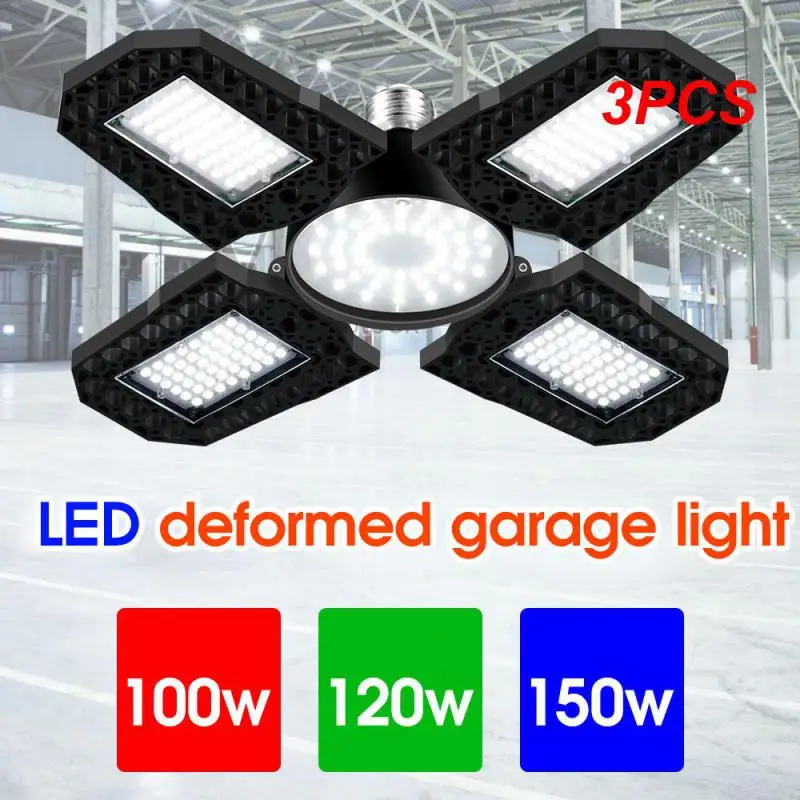 

3PCS 120W 4 Adjustable Panels LED Garage Light E27 Deformable Ceiling Light Warehouse Lighting Bulb For Home High Bay Workshop
