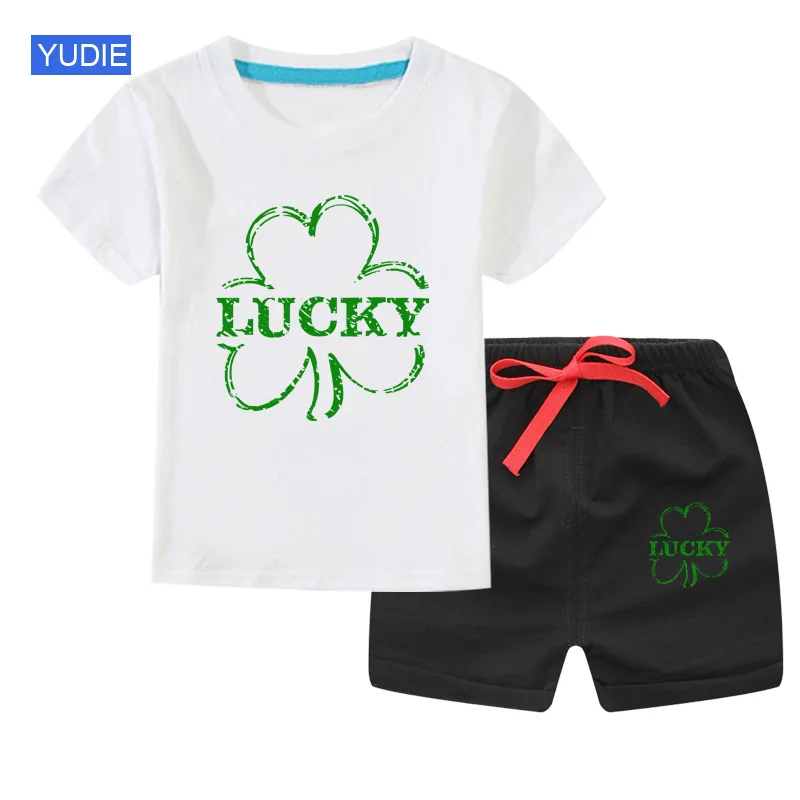 

Baby Boy Set Outfits for Boys 2 Piece Lucky Clover Tshirt Toddler Girl Clothing Clothes Children Clothing Outfits Suit Tracksuit