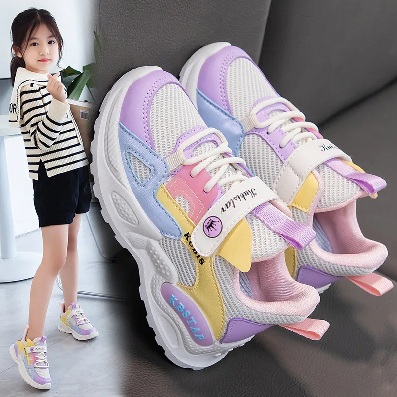 2024 kinder Turnschuhe Mädchen Schule Casual Outdoor Atmungsaktive Laufschuhe Licht Weiche Tenis Rosa Nicht-slip Kinder Schuhe_voghion.com