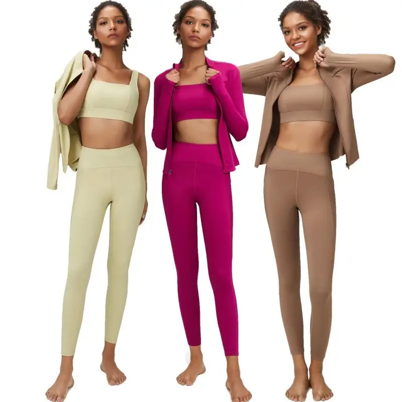 2/3pcs Sport Yoga Set Jacket Outfit Fitness Gym Suit Workout Clothe Women High Waist Sportwear Women Suit Tracksuit Academic yoga set sports set gym workout set sportswear set fitness set