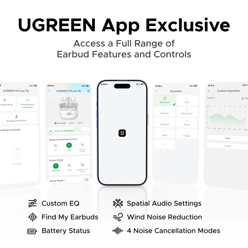 【2026 NEW】UGREEN EchoBuds Plus In-Ear Bluetooth Wireless Active Noise Cancelling Earphones 55dB Adaptive ANC, LDAC Headphones - Ảnh 6