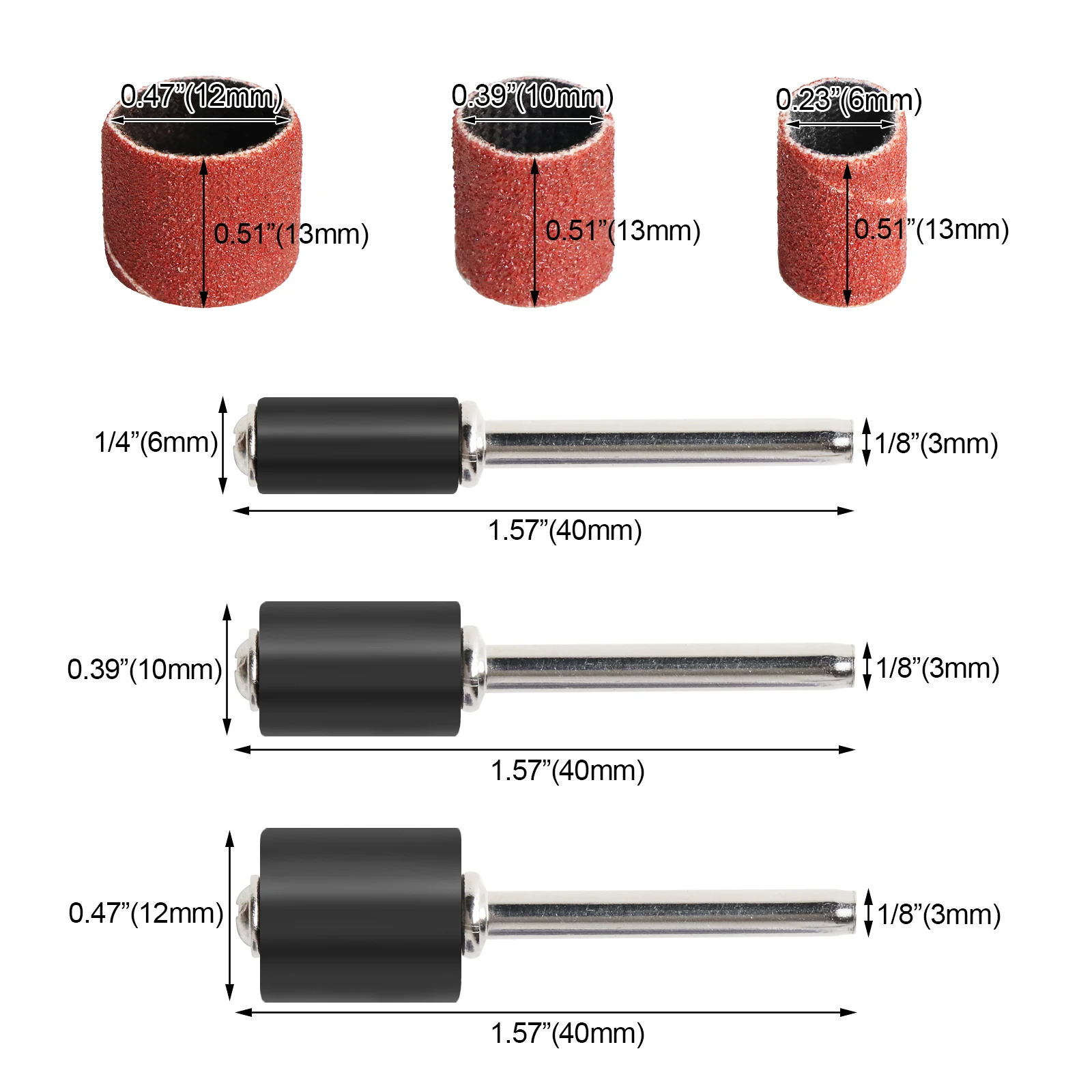 Versatile Sanding Drum Kit with Abrasive Bands and Mandrels
